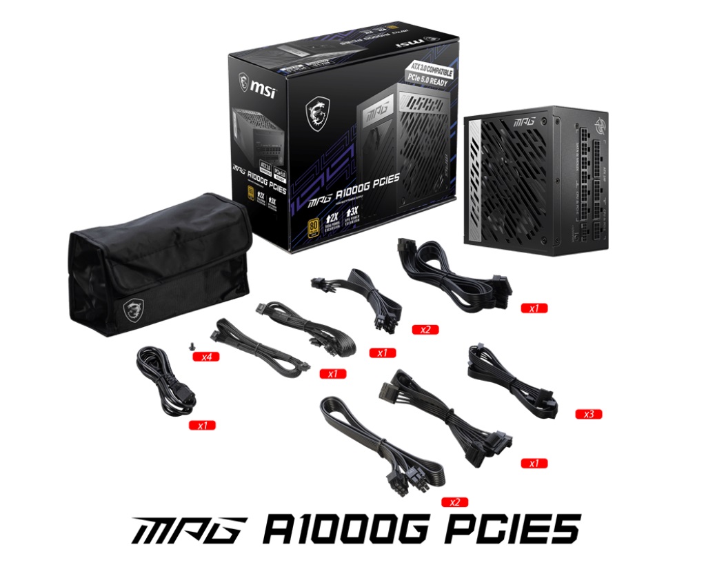 Τροφοδοτικό MSI MPG A1000G PCIE5 (1000W) 80 Plus Gold PSU ATX 3.0 PCIe5 Ready