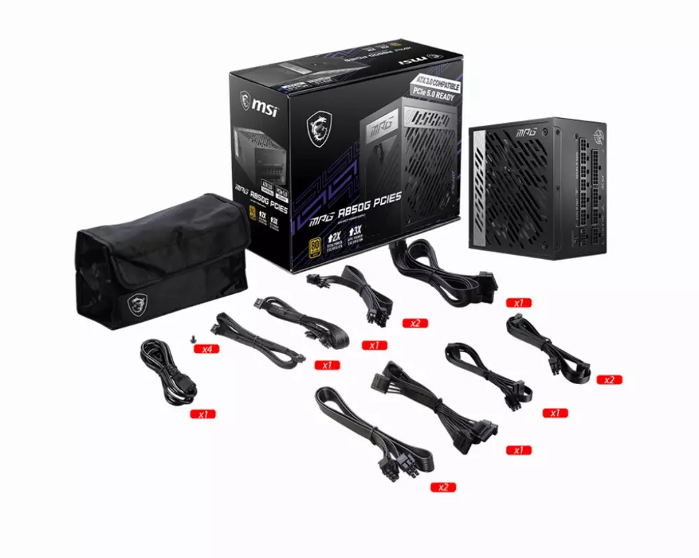 Захранване MSI MPG A850G PCIE5 (850W) 80 Plus Gold PSU ATX 3.0 PCIe5 Ready