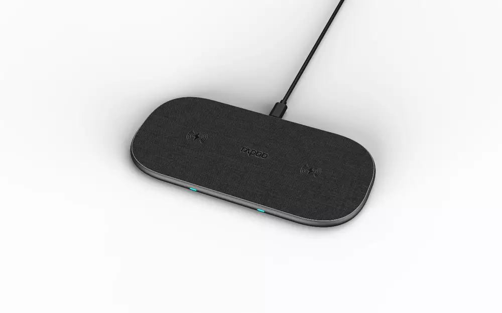 Безжично зарядно RAPOO XC260, Qi, Двойно, 5W/7.5W/10W, Черен