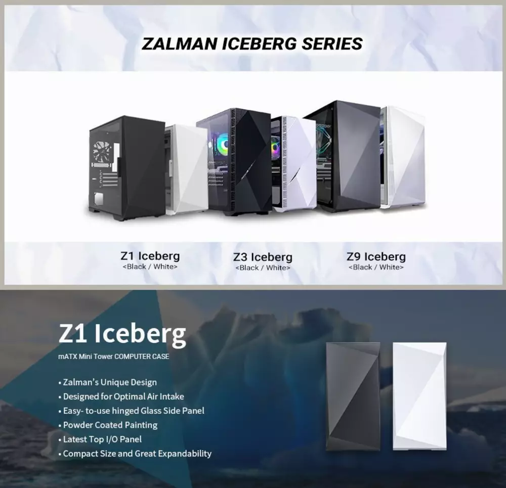 Кутия Zalman Z1 Iceberg White Gaming Case mATX 