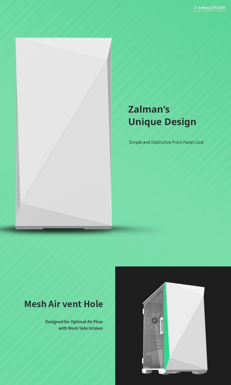 Кутия Zalman Z1 Iceberg White Gaming Case mATX 