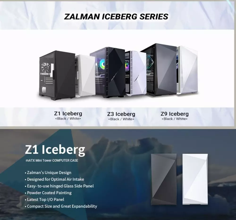 Кутия Zalman Z1 Iceberg Black Gaming Case mATX