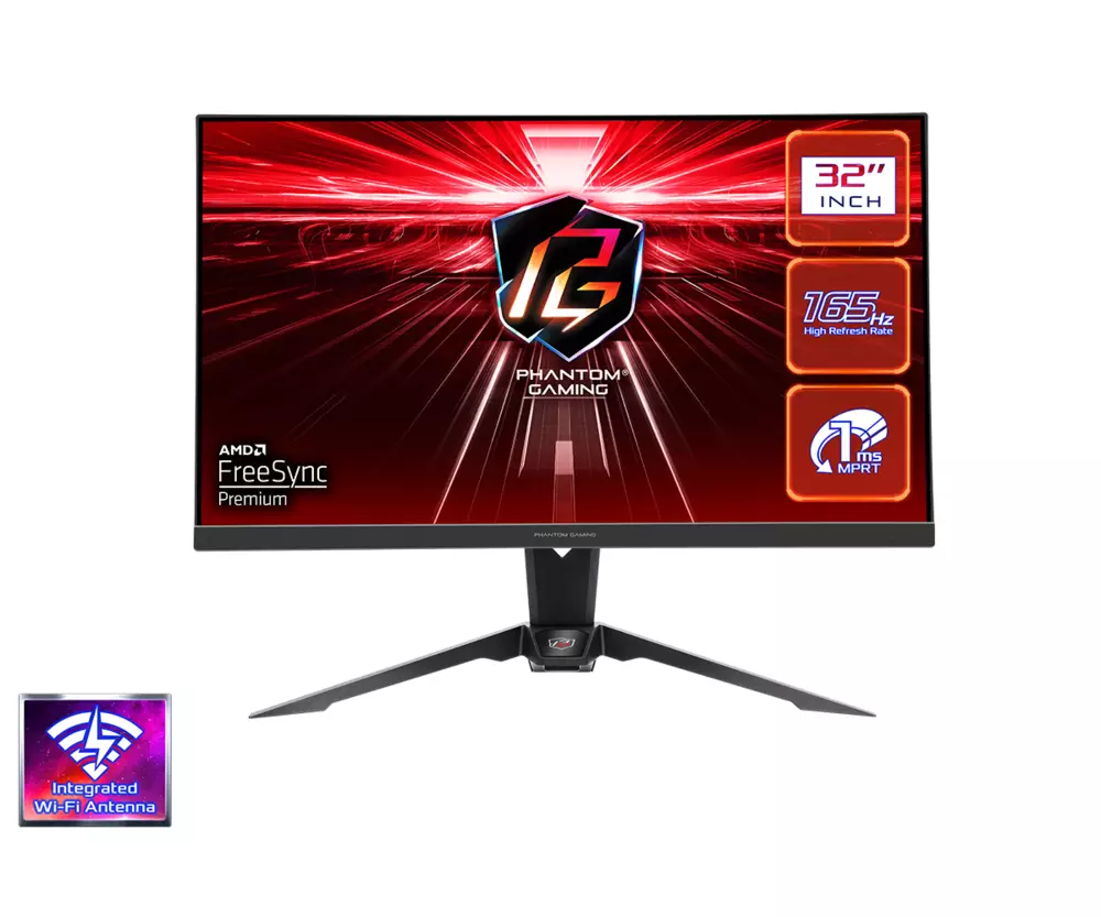 Монитор ASRock PG32QF2B 32", VA, QHD 2560X1440, 165Hz, 1ms, WiFi Antena, AMD Freesync Premium