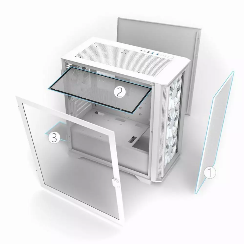 Кутия Montech AIR 100 ARGB, TG, Micro-ATX Бяла
