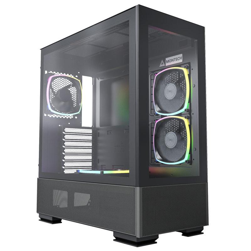 Кутия Montech SKY TWO ARGB, TG, Mid-Tower Черна