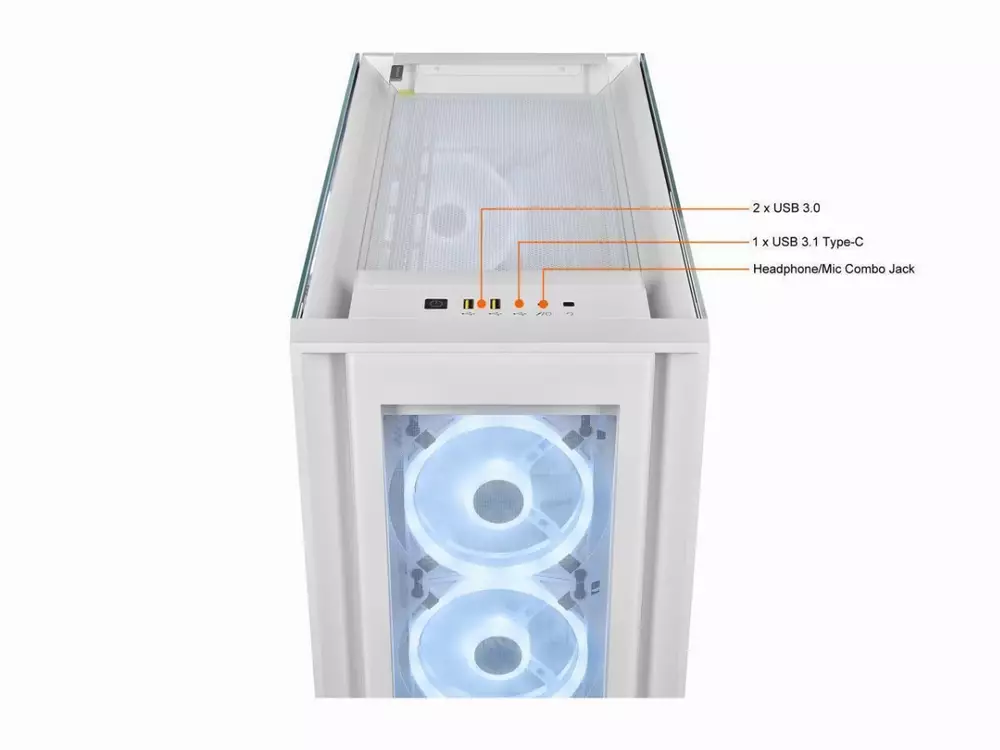 Кутия Corsair iCUE 5000X RGB QL Edition Mid Tower Tempered Glass White - CC-9011233-WW