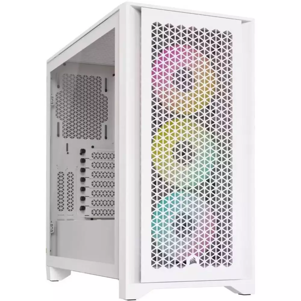 Кутия Corsair iCUE 4000D RGB Airflow Mid Tower Tempered Glass White - CC-9011241-WW