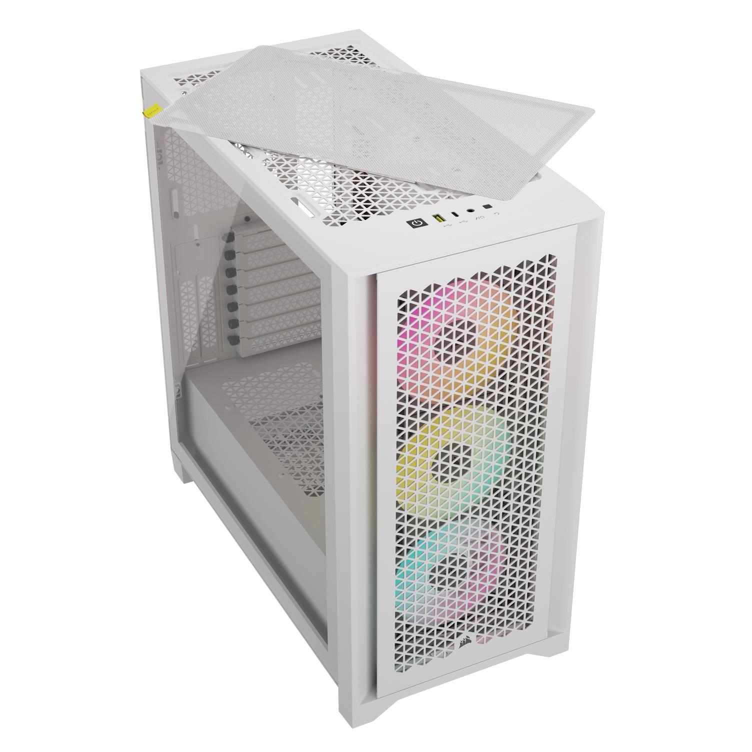 Кутия Corsair iCUE 4000D RGB Airflow Mid Tower Tempered Glass White - CC-9011241-WW