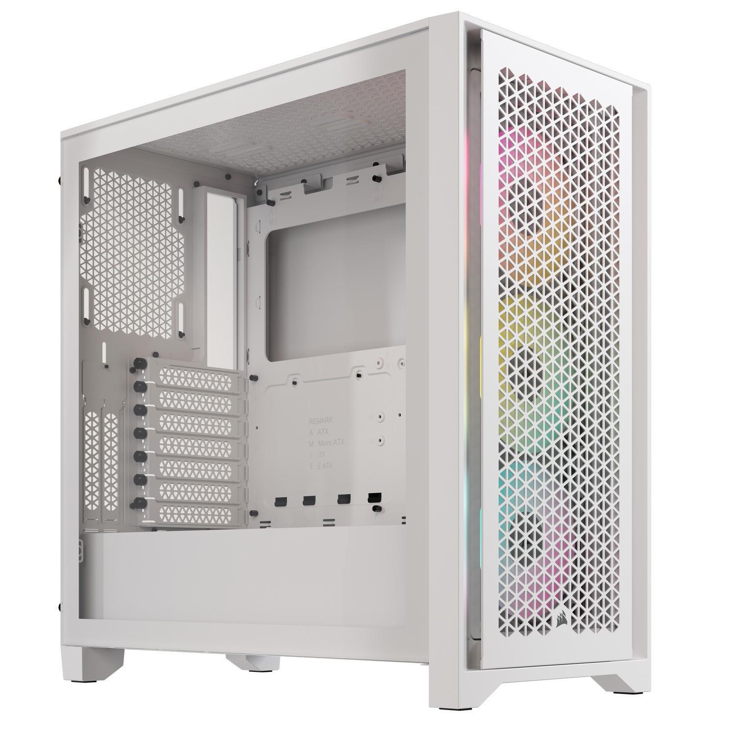 Кутия Corsair iCUE 4000D RGB Airflow Mid Tower Tempered Glass White - CC-9011241-WW