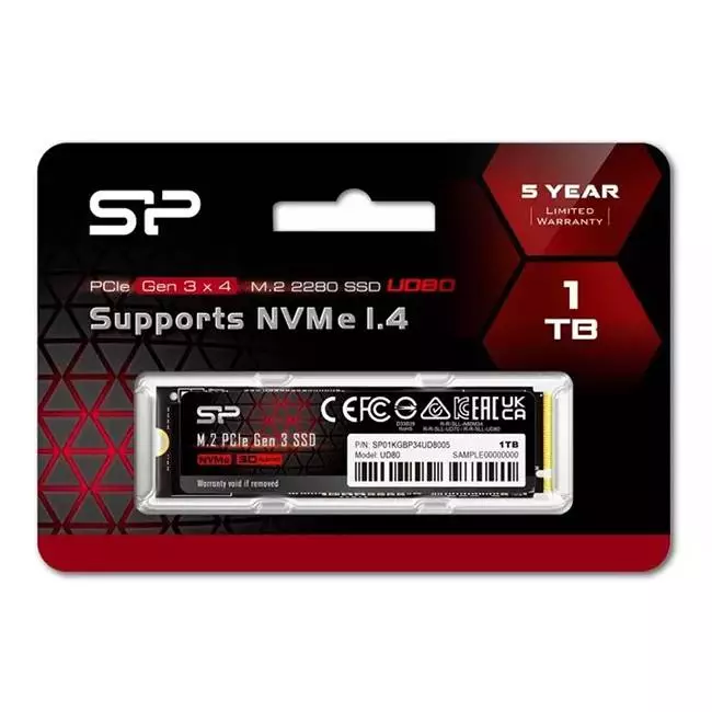 Диск SSD Silicon Power UD80 1TB M.2 2280 PCIe NVMe Gen 3x4 - SP01KGBP34UD8005