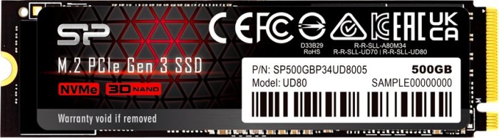 Диск SSD Silicon Power UD80 500GB M.2 2280 PCIe NVMe Gen 3x4 - SP500GBP34UD8005