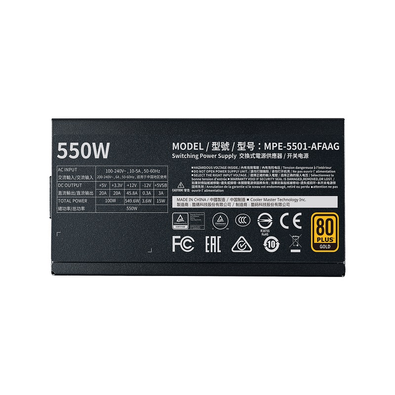 Захранване Cooler Master MWE 550W 80 Plus Gold V2 FM - MPE-5501-AFAAG-EU
