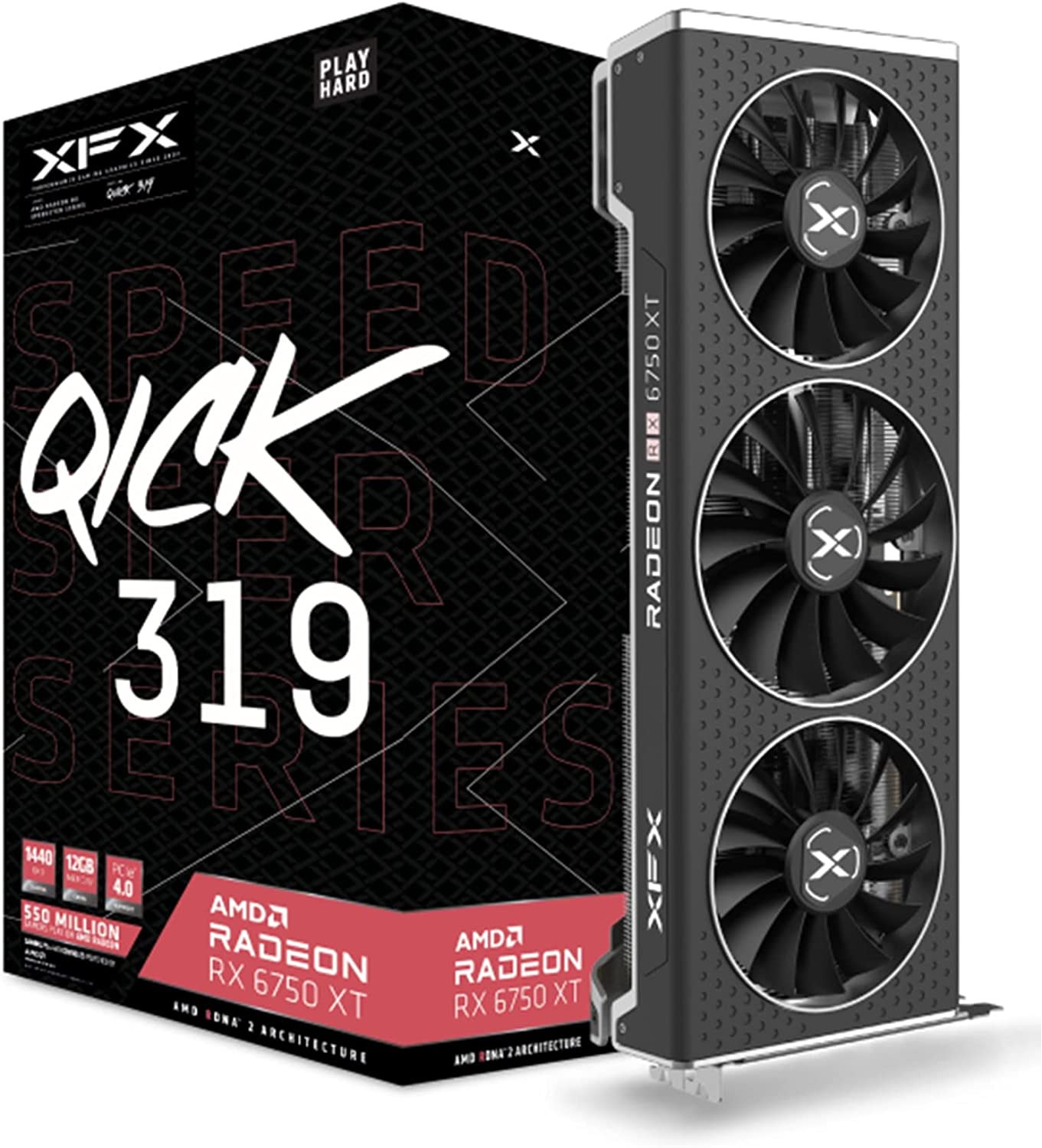 Видео карта XFX SPEEDSTER QICK 319 AMD Radeon RX 6750 XT Core 12GB