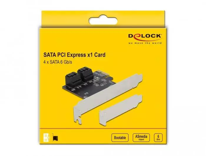 Карта Delock, PCI Express x1 към 4 port SATA, Low Profile