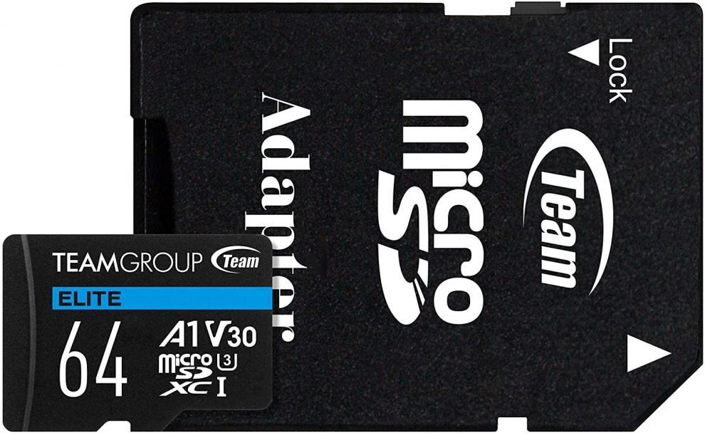 Карта памет Team Group A1 microSDXC 64GB, UHS-I Class 3, V30 + SD Адаптер