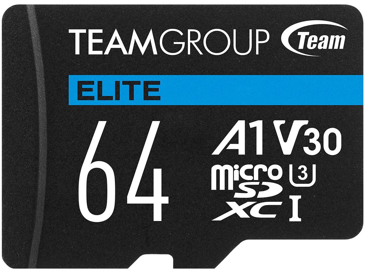 Карта памет Team Group A1 microSDXC 64GB, UHS-I Class 3, V30 + SD Адаптер
