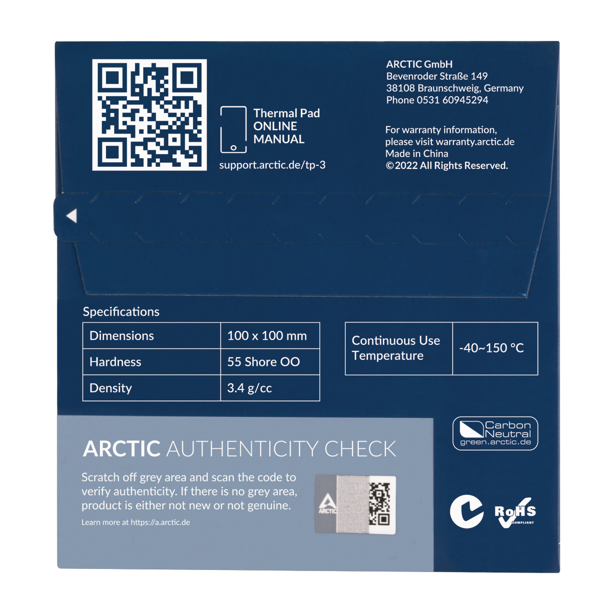 Термо пад Arctic Thermal pad TP-3 100x100mm, 1.0mm - ACTPD00053A