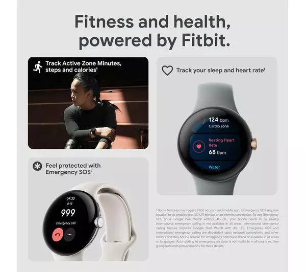 Смарт часовник Google Pixel Watch WiFi с Google Асистент - Matte Black, Obisidian