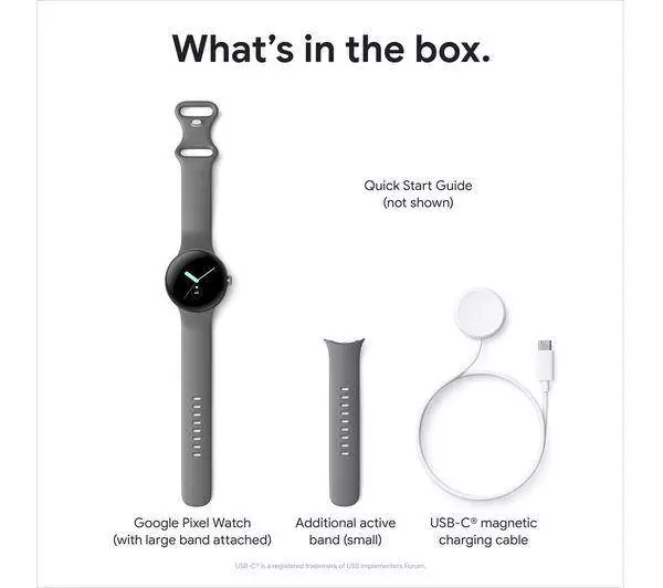 Смарт часовник Google Pixel Watch WiFi с Google Асистент - Matte Black, Obisidian