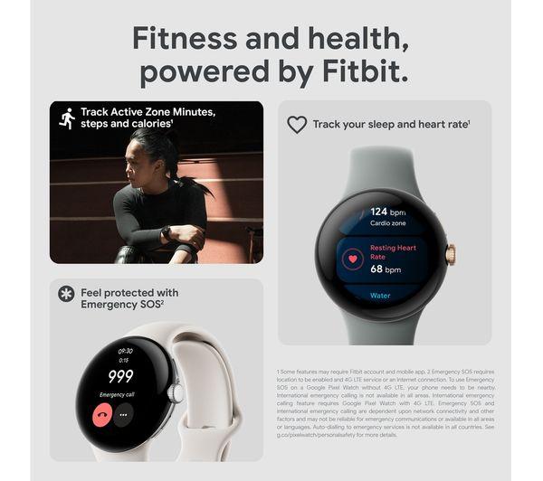 Смарт часовник Google Pixel Watch WiFi с Google Асистент - Silver, Chalk Strap