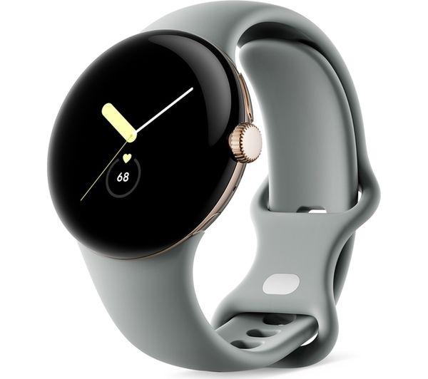 Смарт часовник Google Pixel Watch WiFi с Google Асистент - Silver, Charcoal Strap