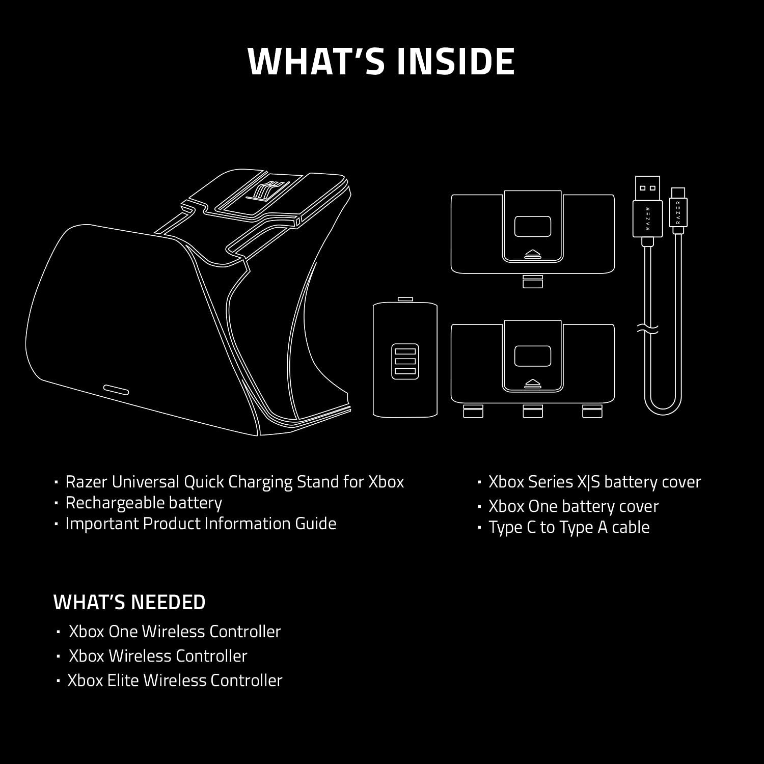 Стойка за зареждане Razer Universal Quick Charging Stand Carbon Black за Xbox контролер - RC21-01750100-R3M1
