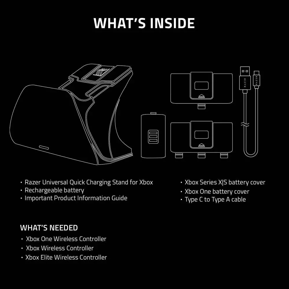 Стойка за зареждане Razer Universal Quick Charging Stand for Xbox Robot White за Xbox контролер- RC21-01750100-R3M1