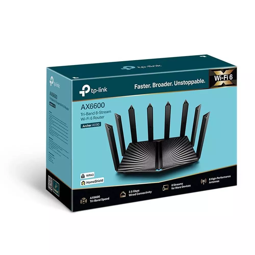Рутер TP-Link Archer AX90, AX6600, трилентов Gigabit WiFi 6