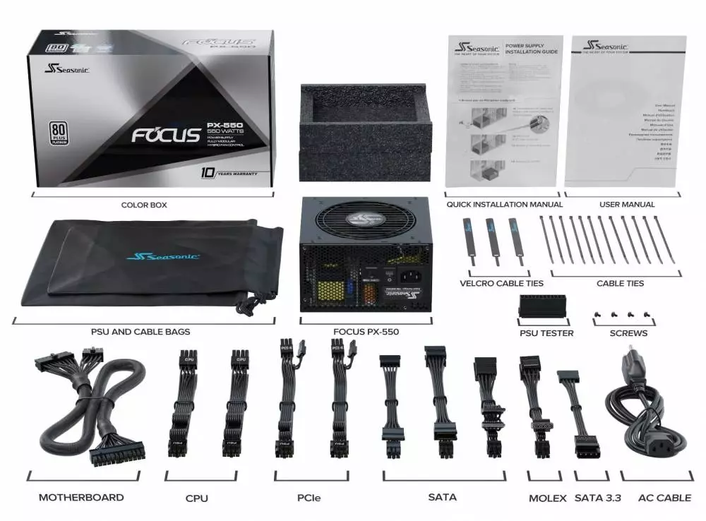 Захранване Seasonic Focus SSR-550PX (550W) 80 Plus Platinum PSU - 1PX55PFRT3A25X