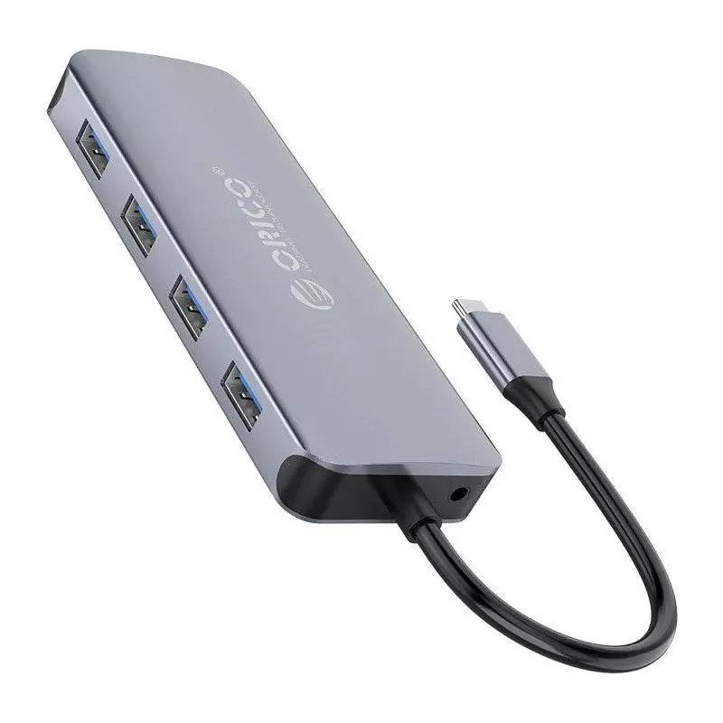 Orico докинг станция Docking Station Type-C Power Distribution 3.0 100W - LAN, HDMI, VGA, Type-C x 1, USB3.0 x 4, TF/SD, Audio - MC-U111P-V1-GY