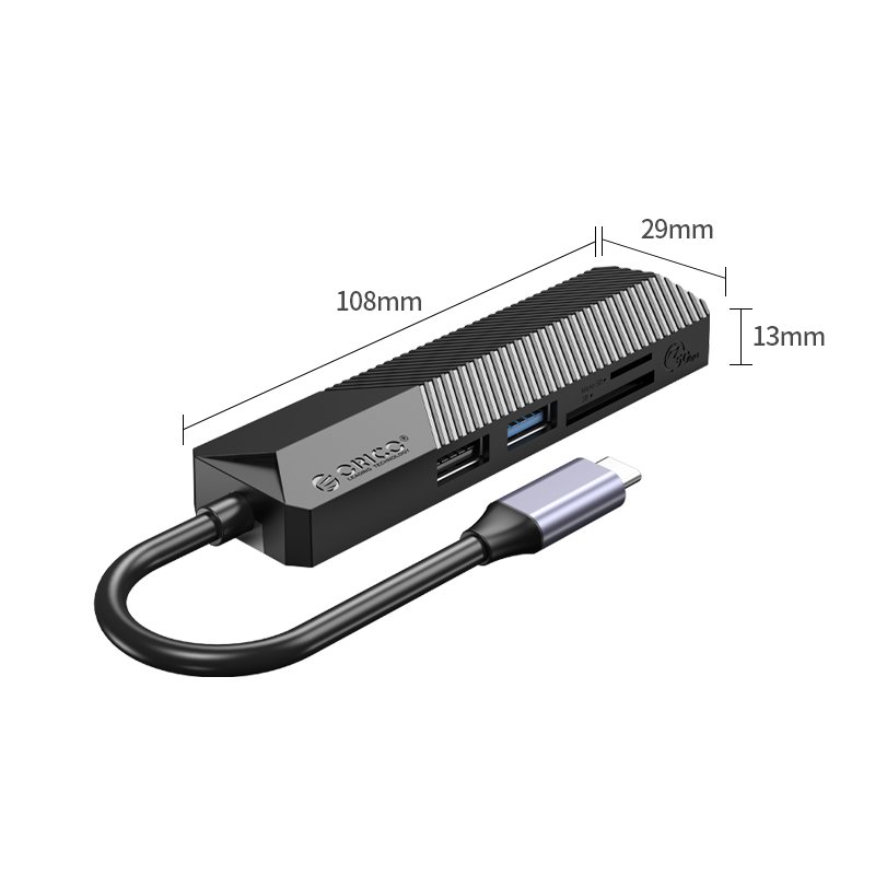 Orico докинг станция Docking Station Type-C 5-in-1 Power Distribution 55W - MDK-5P Black - Card Reader, HDMI, Type-C x 1, USB3.0 x1, USB2.0 x1