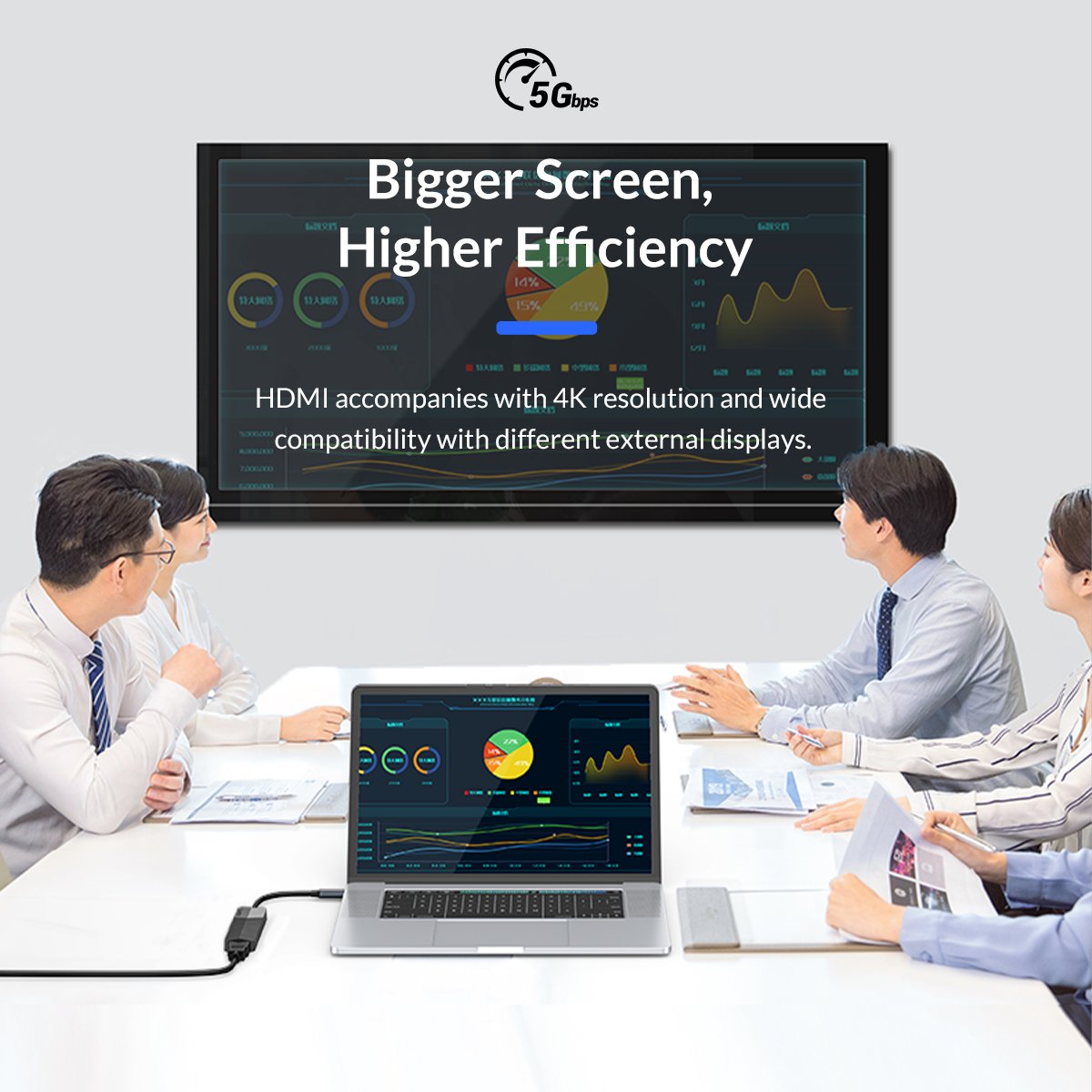 Orico докинг станция Docking Station Type-C 5-in-1 Power Distribution 55W - MDK-5P Black - Card Reader, HDMI, Type-C x 1, USB3.0 x1, USB2.0 x1