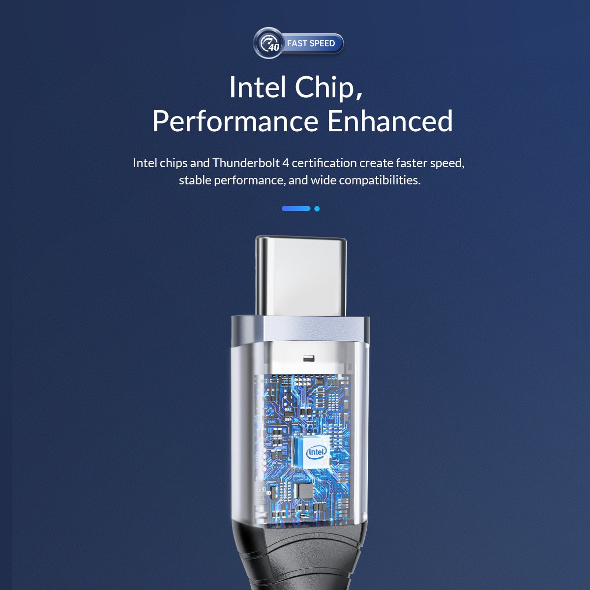 Orico кабел Cable Thunderbolt 4 / USB4 - Type-C to Type-C 40Gbps PD100W 0.3m Grey - TBZ4-03-GY