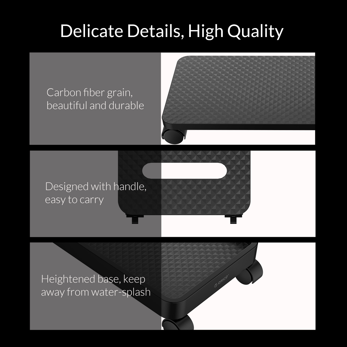 Orico поставка за компютър PC Stand - Computer Bracket - Water Restant, Black - CPB2-BK