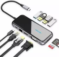 Vention докинг станция Type-C Docking Station Power Distribution 3.0 87W - HDMI, Type-C x 1, USB3.0 x 2, USB 2.0 x 2, LAN, SD/TF, VGA - TFGHB
