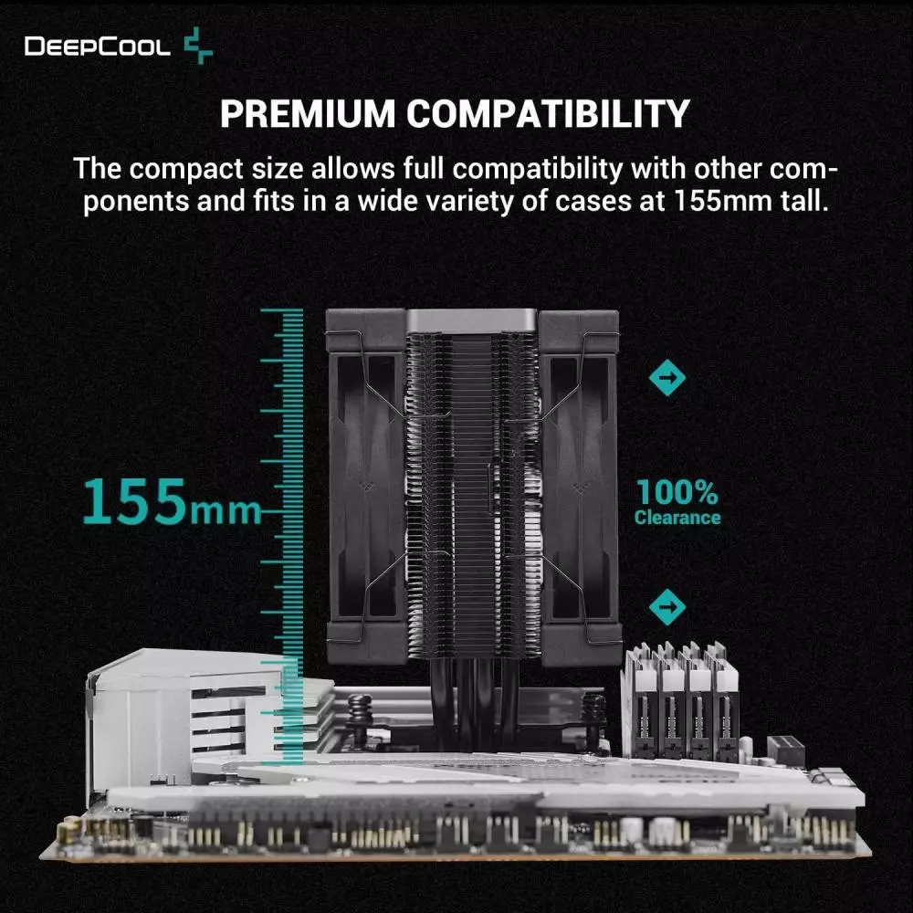 Охладител за процесор DeepCool AK400 Zero Dark Plus Dual-Fan CPU Cooler