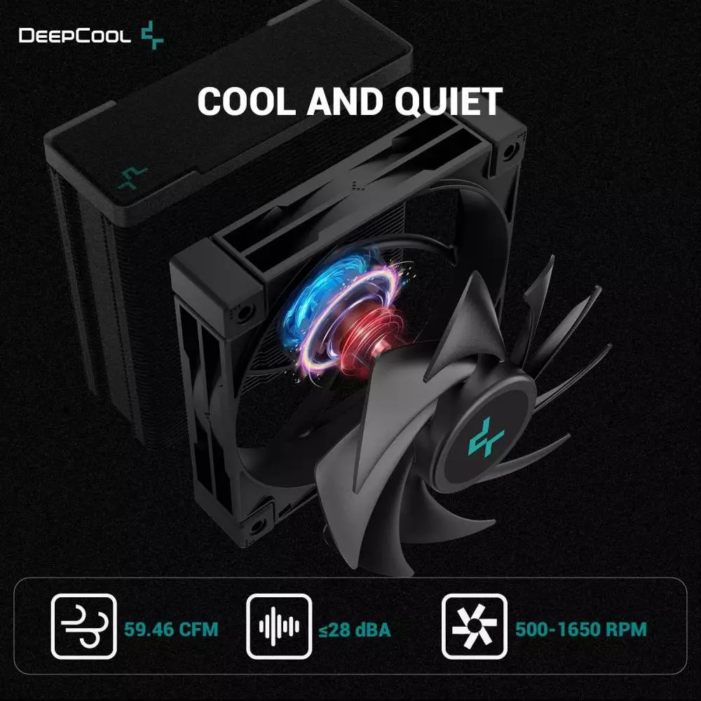Охладител за процесор DeepCool AK400 Zero Dark Plus Dual-Fan CPU Cooler