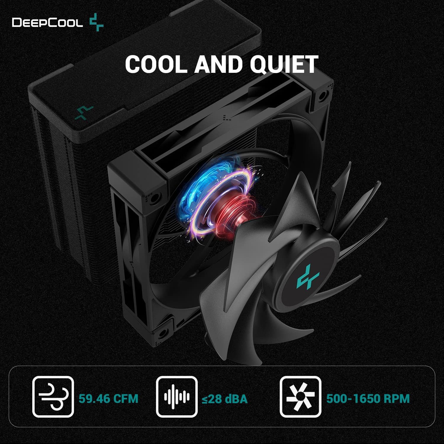 Охладител за процесор DeepCool AK400 Zero Dark Plus Dual-Fan CPU Cooler