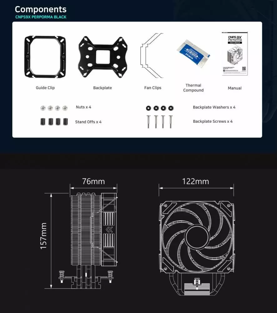 Охладител за процесор Zalman CNPS9X PERFORMA BLACK CPU Cooler