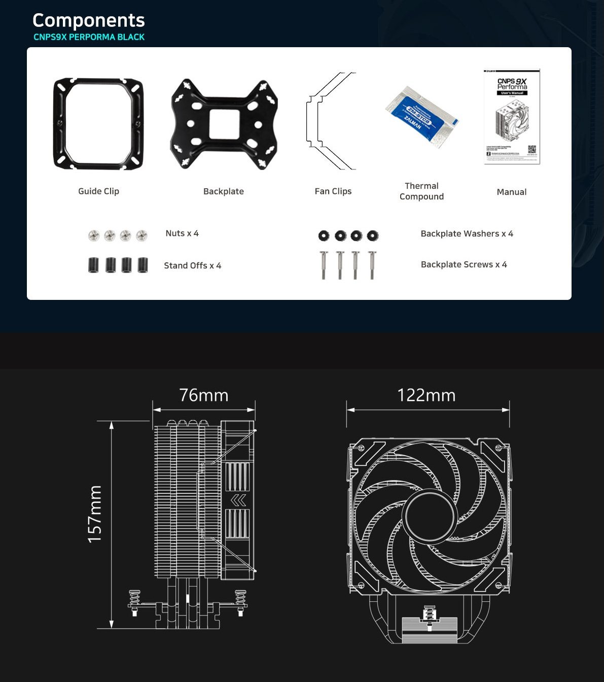 Охладител за процесор Zalman CNPS9X PERFORMA BLACK CPU Cooler
