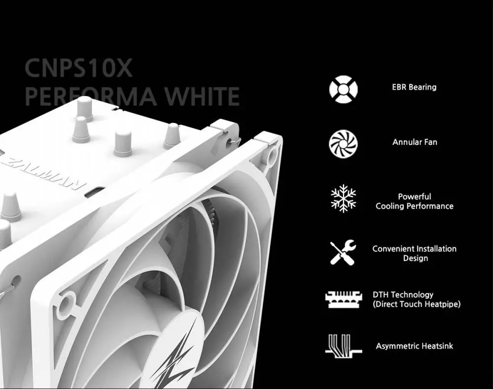 Охладител за процесор Zalman CNPS10X Performa White CPU Cooler