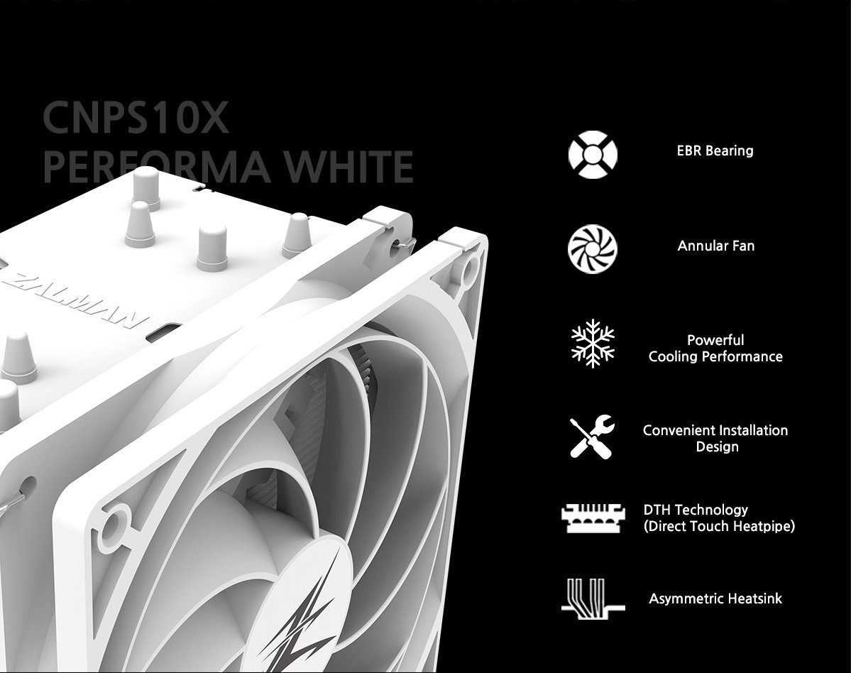Охладител за процесор Zalman CNPS10X Performa White CPU Cooler