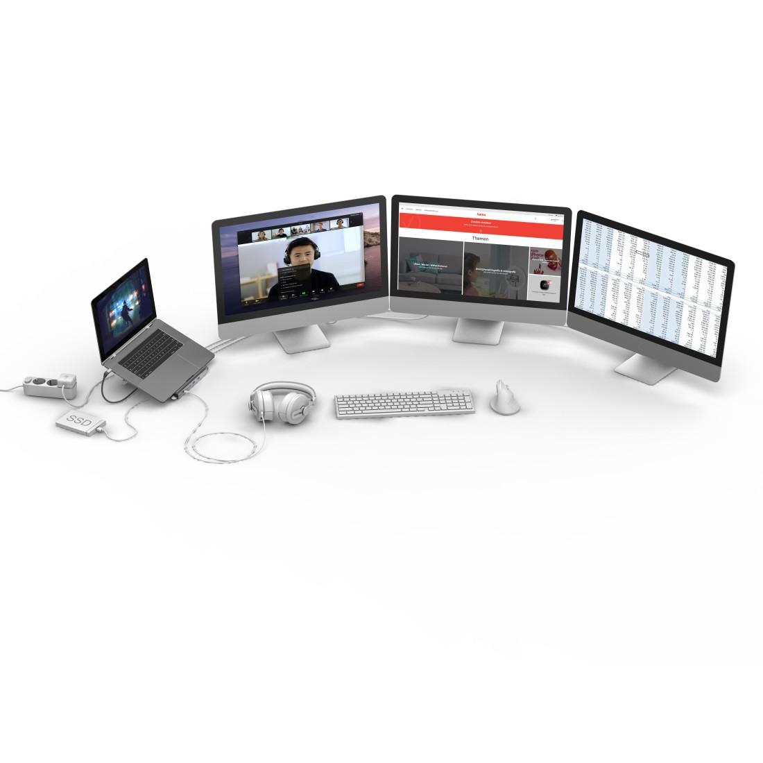 Hama "Connect2Office Stand" USB-C докинг станция, стойка за лаптоп, 12 порта