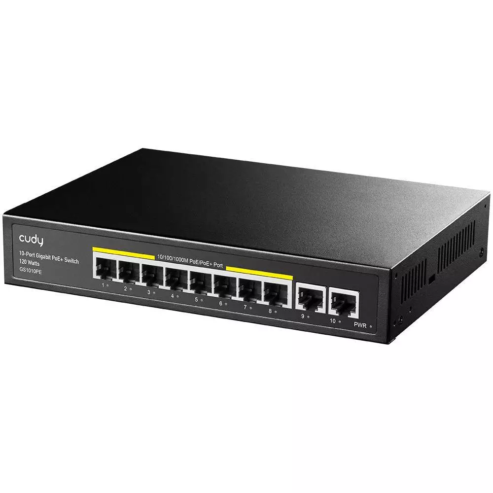 Switch Cudy GS1010PE, 10 ports, 10/100/1000, PoE 120W, 2 x ports Uplink