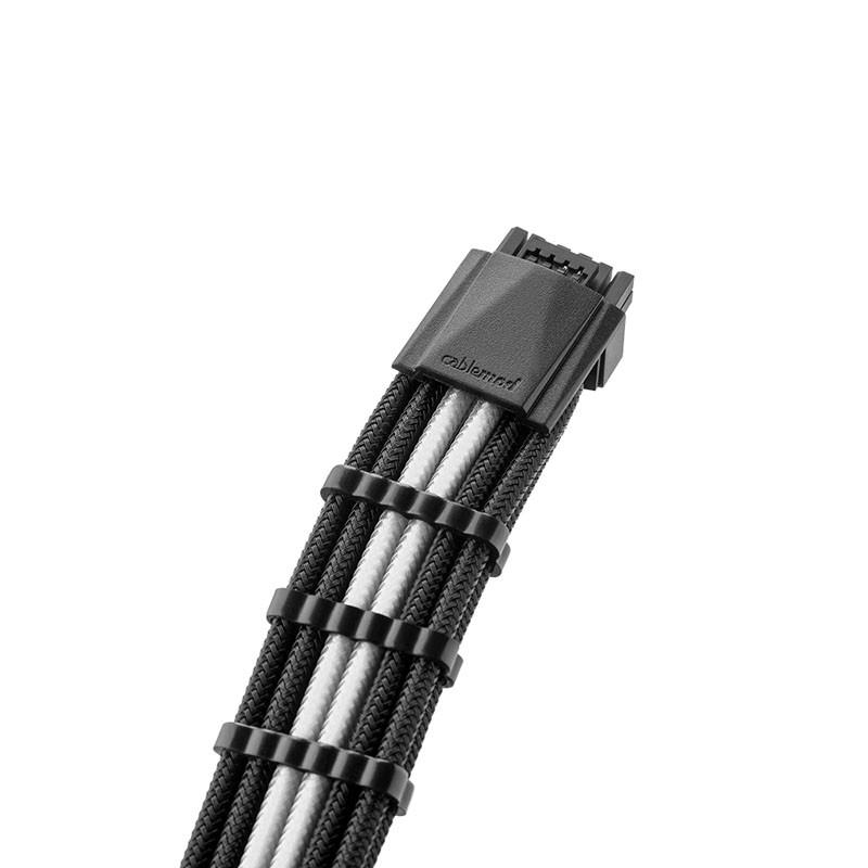 Оплетен кабел CableMod PRO ModMesh RT-Series 12VHPWR към 3x8Pin PCI-E кабел - 60cm за ASUS/Seasonic захранвания, Black/White