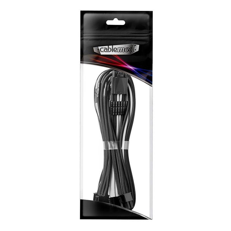 Оплетен кабел CableMod PRO ModMesh RT-Series 12VHPWR към 3x8Pin PCI-E кабел - 60cm за ASUS/Seasonic захранвания, Black/White