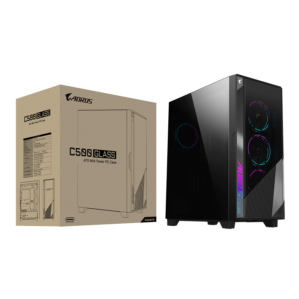 Кутия Gigabyte AORUS AC500 ST Tempered Glass RGB Fusion 2.0 Mid Tower