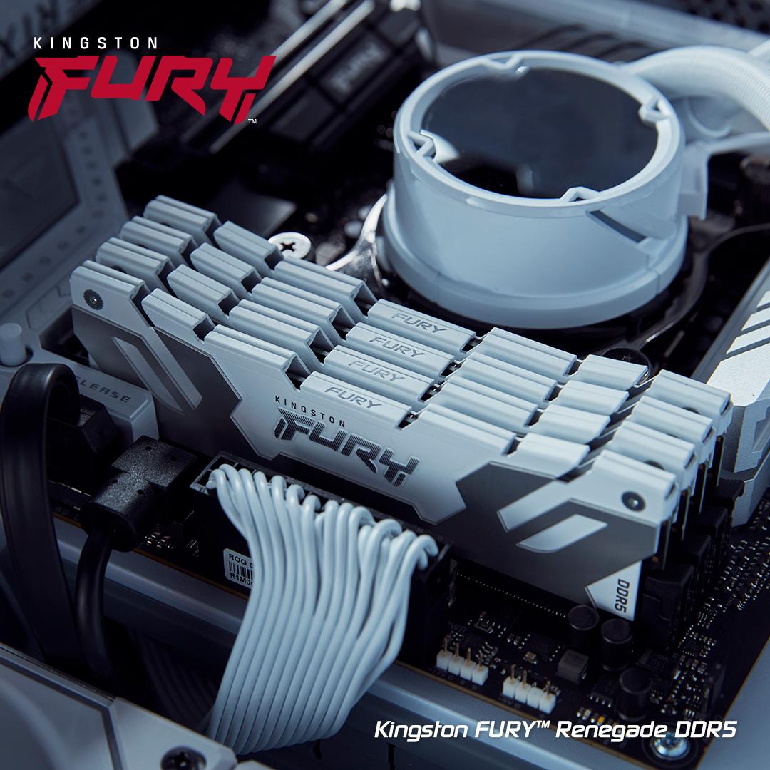 Памет Kingston Fury Renegade White 32GB (2x16GB) DDR5 6400MHz CL32 - KF564C32RWK2-32