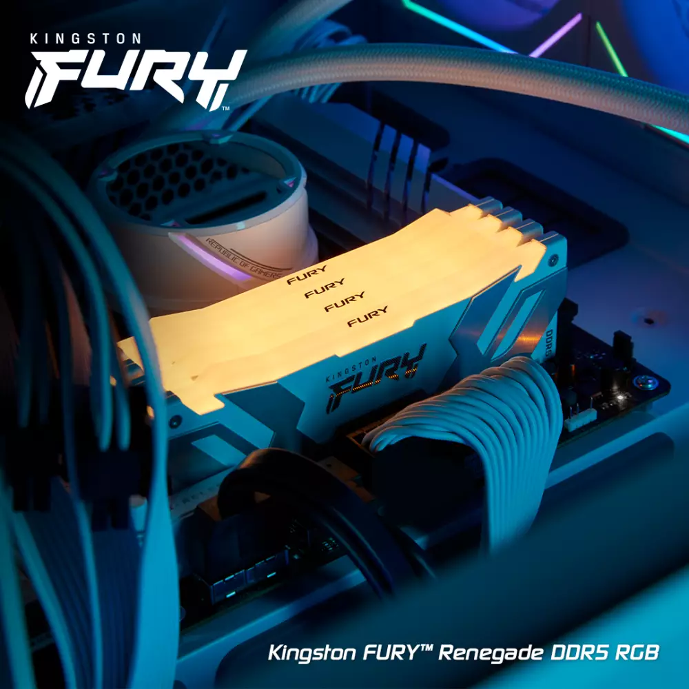 Памет Kingston Fury Renegade White RGB 32GB (2x16GB) DDR5 6800MHz CL36 - KF568C36RWAK2-32