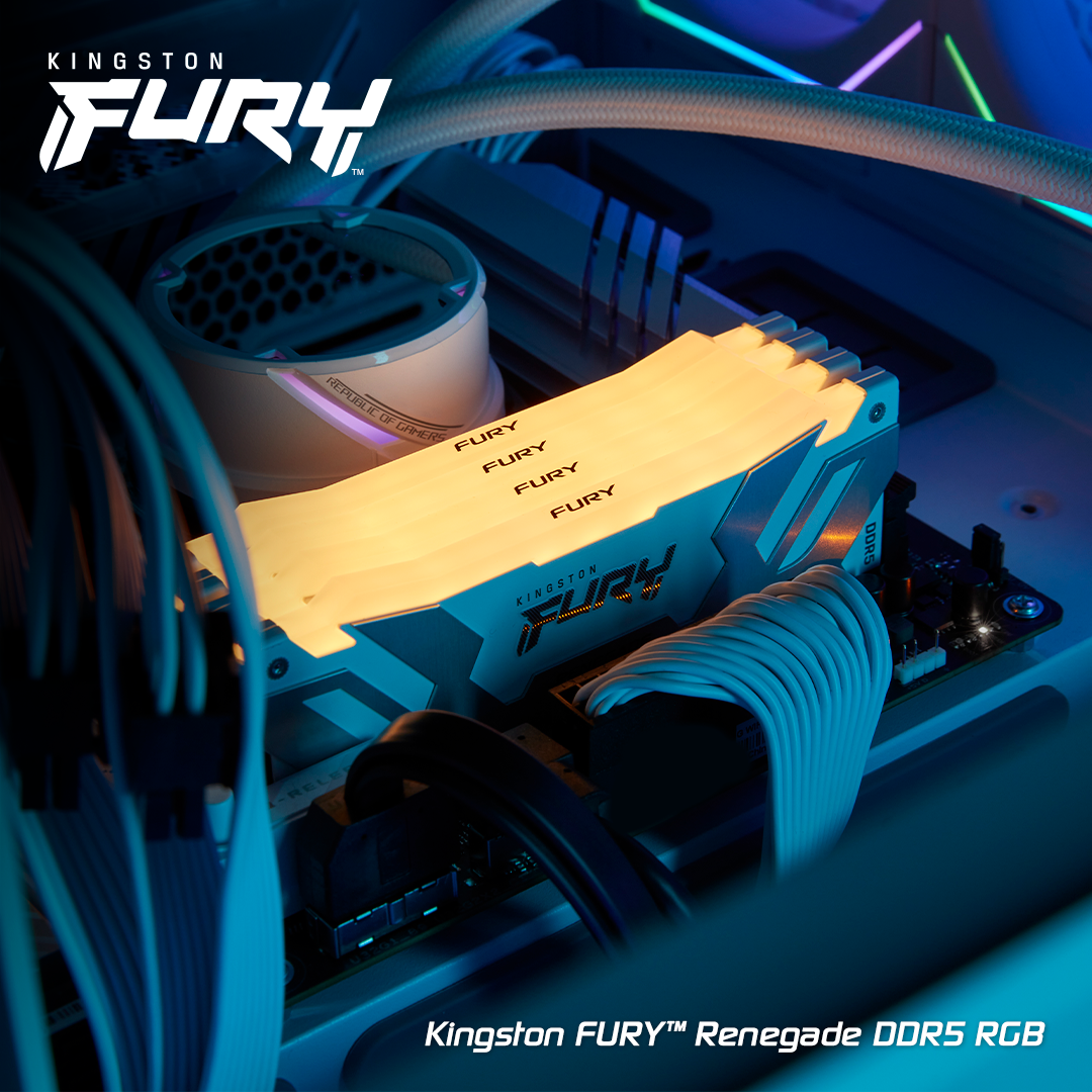Памет Kingston Fury Renegade White RGB 32GB (2x16GB) DDR5 6800MHz CL36 - KF568C36RWAK2-32